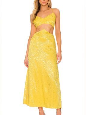 AFRM Erik Mini Yellow Textured Dress Size Large